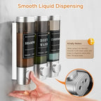 Shampoo and Conditioner Dispenser,Shower Dispenser 3 Chamber No Drill Wall-Mounted Shampoo Dispenser for Shower Wall Mounted Shower Soap Dispenser for Bathroom Hotel Large Capacity,Light Silver - Image 6