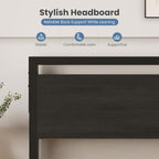 Sweetcrispy 14 Inch King Bed Frame with Wood Headboard, Black - Image 3
