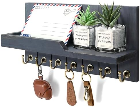 Rebee Vision Key Holder Wall Mount with 7 Hooks for Home Decor, Royal Blue by REBEEVISION