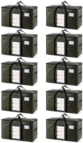 TAILI 10 Pack Green Extra Large Moving Bags,Storage Bag with Visible Window by TAILI