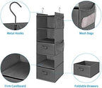 MAX Houser 5 Tier Shelf Hanging Closet Organizer, Cloth Hanging Shelf with 2 Sturdy Hooks for Storage, Foldable (Grey-D2) - Image 5