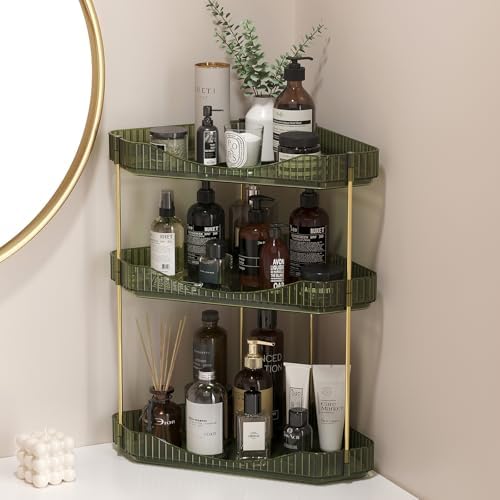 Lifewit 3 Tier Corner Bathroom Counter Organizers and Storage, Green by Lifewit