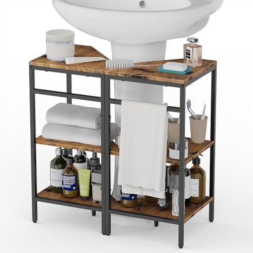CADUKE Pedestal Sink Storage, 2 Pack Bathroom Under Vanity Storage Shelf by CADUKE