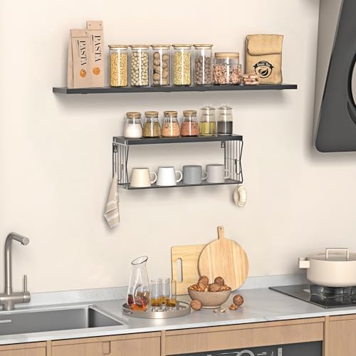 Floating Bathroom Shelves Wall Mounted - Wooden Shelf Set of 3 for Over Toilet Storage & Modern Bathroom Decor - Perfect Wall Shelving Organizer for Apartments RVs Powder Rooms Restroom - Black - Image 5