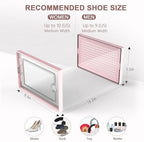 Kuject Shoe Organizers Storage Boxes for Closet, 12 Pack Clear Plastic Stackable Storage Bins with Lids, Under Bed Shoe Containers for Entryway, Drop Front, Fit up to Women's Size 10,Pink - Image 3
