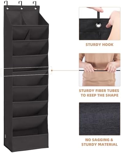 STORAGE MANIAC Over the Door Shoe Organizer Heavy-Duty Large Deep Pocket Hanging Shoe Organizer Shoe Rack Door Closet Shoe Organizer for Wall, Dorm & Narrow Door Storage Shoe Holder Black, 2 Pack - Image 6