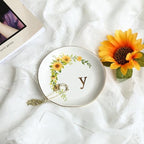 COLLECTIVE HOME - Ceramic Jewelry Tray, Trinket Dish for Rings Earrings Necklaces Bracelet Watch Keys, Birthday Mother's Day Christmas Gift for Women, 4.75", White Surface wirh Sunflowers (y) - Image 2