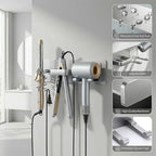 Hair Dryer Holder Hair Tool Organizer Metal Wall Mount (Silver) - Image 4