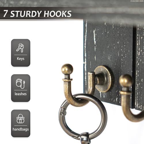 Rebee Vision Rustic Key Holder Wall Mount for Home Decor, Old Black - Image 6