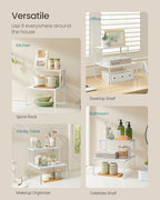 SONGMICS Set of 2 Metal Spice Racks, Stackable Expandable Shelf Risers - Image 5