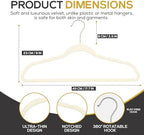 Techzoo 50 Pack New Premium Quality Velvet Hangers Ultra Thin Non Slip Adult Felt Space Saving Hangers for Closet Heavy Duty Coat Pants Jackets Dress Hangers 360° Swivel Hook Hold Upto 10 lbs Ivory - Image 2