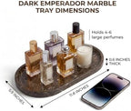 YKAJO Dark Emperador Oval Marble Tray, 11.8x5.9 Vanity Perfume Organizer - Image 3