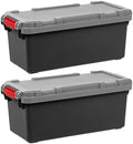 IRIS USA 2-Pack 15 Gallon Lockable Storage Trunk TrailBox, Dark Gray/Gray by IRISUSA