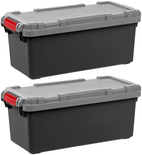 IRIS USA 2-Pack 15 Gallon Lockable Storage Trunk TrailBox, Dark Gray/Gray by IRISUSA