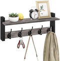 Homode Wall Hooks with Shelf, Coat Rack Wall Mount, Entryway Shelf with Hooks for Clothes, Backpack, Key, Purse - Rustic Grey by Homode