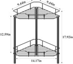 HuggieGems Metal Floor Standing Corner Shower Caddy, Matt Black, 2 Tier - Image 7
