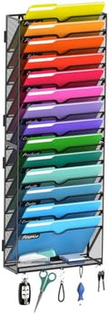 15-Tier Wall File Organizer with Hook, Hanging File Organizer Black by Unknown