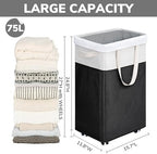 Goodpick 2-Pack Rolling Laundry Basket with Wash Bag, Hamper for Dorm, 75L - Image 3