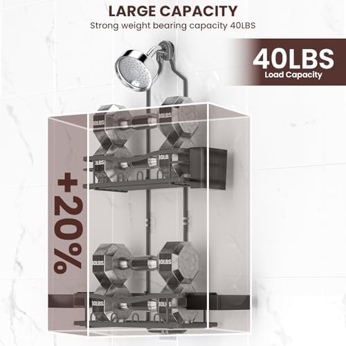 Rustproof Shower Caddy Hanging with Soap Holders for Bathroom, Grey - Image 3