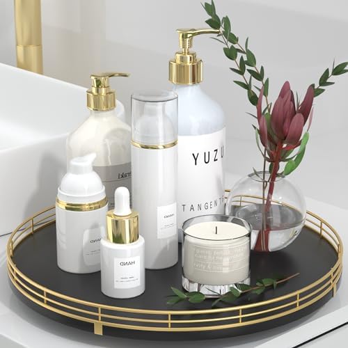 Oroyutor 13-Inch Oak Lazy Susan Vanity Tray with Gold Metal Rail by Oroyutor