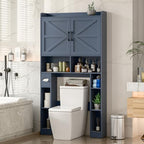 Vabches Over The Toilet Storage Cabinet with Barn Doors, Blue by Vabches