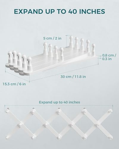 OROPY Accordion Wall Hanger with 14 Pegs, Expandable Wooden Coat & Hat Rack - Image 6