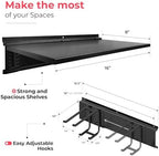 TIDYME Garage Tool Organizer Wall Mount 64", 2 Shelves & 4 Double Hooks - Image 4