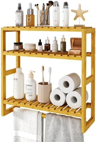 Galood Over The Toilet Storage Bathroom Shelves Wall Mounted 3 Tier Yellow by Galood