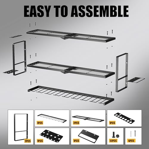 Heavy Duty Power Tool Organizer Wall Mount, Metal Tool Storage Rack Loads 320lbs, 8 Cordless Drill Holder 3 Layer for Garage, Workshop, Tool Room, Gift for Men - Image 7