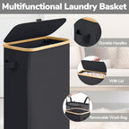 Goodpick 75L Rolling Laundry Basket with Wheels and Lid, Black - Image 5