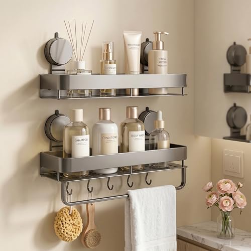 Aluminum Shower Caddy(2-Pack Gray),Shower Shelves for Wall. by Unknown