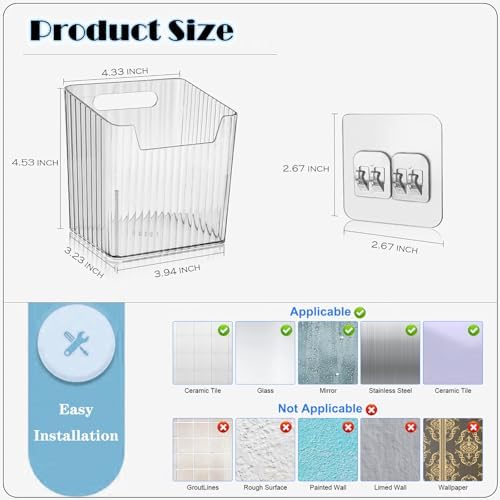 Lae Nuvole Clear Adhesive Wall Organizer Bins, Cabinet Door Storage, 4 Pack - Image 2