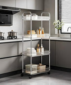 Sooyee Clear 4-Tier Plastic Rolling Utility Cart with Wheels - Image 4