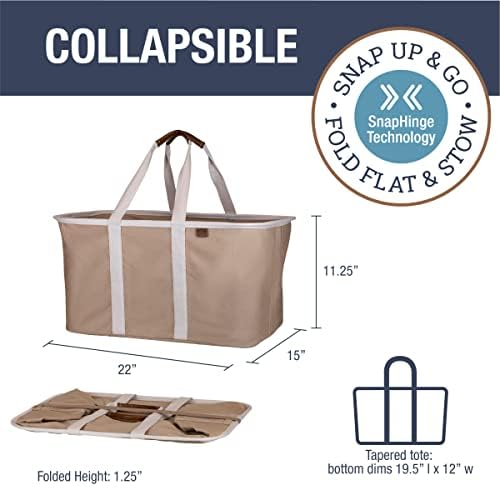 CleverMade Collapsible Laundry Tote LUXE, 50L Carry-All Tote, 2 Pack, Mocha - Image 2