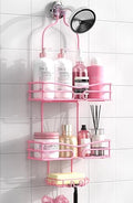 DAOYA Pink 3-Tier Over Head Shower Caddy with Soap Holder & 6 Hooks - Hanging Shower Caddy for Bathroom Organizer by DAOYA