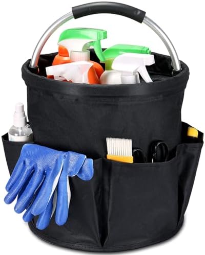 17L Cleaning Caddy with Handle & 6 Pockets, Foldable Cleaning Supply by FL
