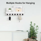 Lwenki Key Holder Wall Mount, Entryway Key and Mail Holder with 7 Sturdy Hooks for Sunglasses, Dog Leash, Decorative Wall Shelf with Mounting Hardware, 15”W x 6.7”H x 4.2”D (White) - Image 4