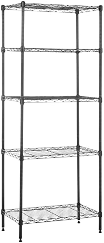 Amazon Basics 5-Shelf Multipurpose Adjustable Steel Garage Shelving Unit, Storage Rack for Kitchen, 200 lbs Per Shelf, Easy Assembly, 13.4"D x 23.2"W x 60"H, Black by AmazonBasics