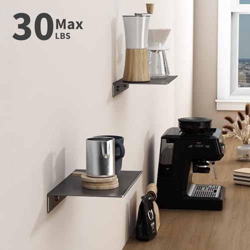 Danpoo 8 inch Gray Small Floating Shelves for Wall Organizer & Storage, Mini Display Shelves, Metal Wall Shelves for Bathroom, Living Room, Kitchen, Bedroom(2-Pack) - Image 4