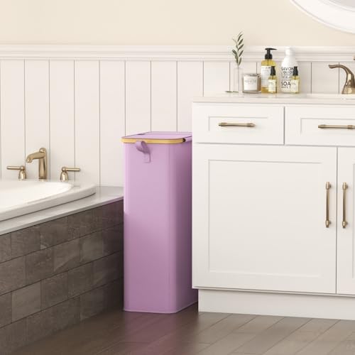 Lifewit 75L Slim Laundry Hamper with Lid and Removable Bag, Purple - Image 2