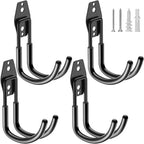 HUPBIPY Heavy Duty Garage Hooks 4 Pack, J Shaped Hanger, Wall Mounted Storage System, Power and Garden Tool Organizer, for Hanging Ladders, Bikes Tires, Hose, Bulk Items by HUPBIPY