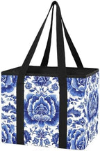 Trunk Organizer Collapsible Car Organizer with Handle Car Storage Box Bin for Groceries SUV Utility Tote Bag Portable Vehicle Container Blue and White Flowers Tile by WelcometoElliTarr