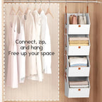 Homsorout Hanging Closet Organizer 4 Tier - Clothes Hanging Shelves, Space-Saving Closet System, Fabric Storage Bins Bedroom Organization, Collapsible Baskets for Home, Dorm, Rv, White, 8 Pack - Image 5
