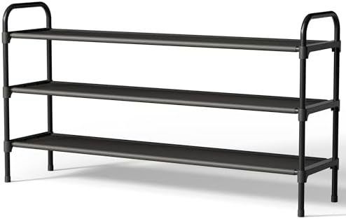 Kitsure Extra-Long Shoe Rack for Closet, 39.0" Wide - 3 Tier, Black | Shoe Organizer for Front Door Entrance, Stackable Shoe Shelf, Closet Organizers and Storage by Kitsure