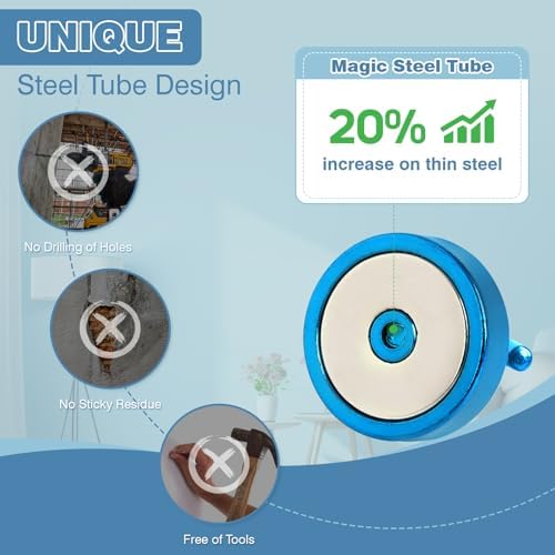 Neosmuk Magnetic Hooks Steel Tube Design for Cruise,80lb+ RoyalBlue,10 Pack - Image 3