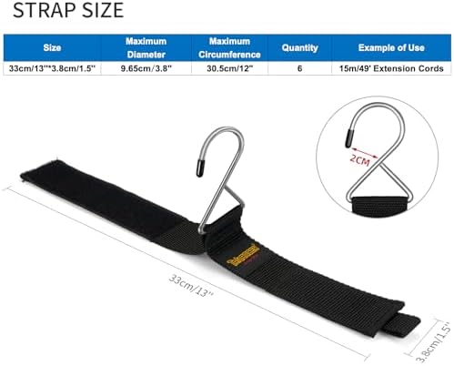 Extension Cord Organizer and Hanger, Trilancer Storage Straps (6-Pack) - Image 3