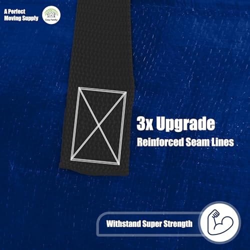 Cosy Family 8 Pack Heavy Duty Extra Large Moving Bags with Backpack Straps - Strong Handles & Zippers, Storage Totes For Space Saving, Fold Flat, Alternative to Moving Box (Set of 8, Blue) - Image 5