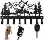 Deer Metal Key Holder for Wall, 14.5" X 8.9", Key Hooks for Wall Organizer, Key Rack, Forest Theme Coat Hat Towel Hooks, Ideal for Living Roo by SIFZYJGN