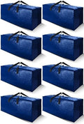 Cosy Family 8 Pack Heavy Duty Extra Large Moving Bags with Backpack Straps - Strong Handles & Zippers, Storage Totes For Space Saving, Fold Flat, Alternative to Moving Box (Set of 8, Blue) by Cosy+Family