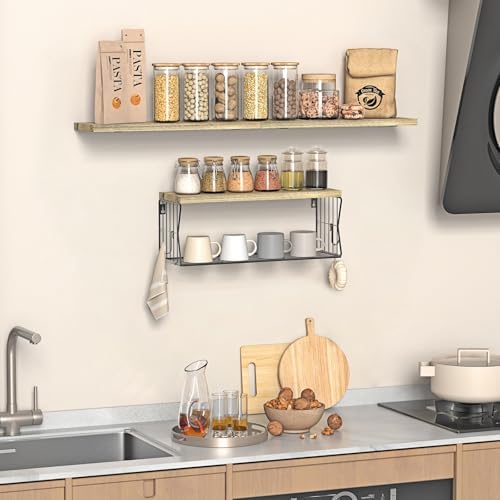 Floating Bathroom Shelves Wall Mounted - Wooden Shelf Set of 3 for Over Toilet Storage & Farmhouse Bathroom Decor - Perfect Shelving Organizer for Apartments RVs Powder Room Restroom - Wood - Image 5